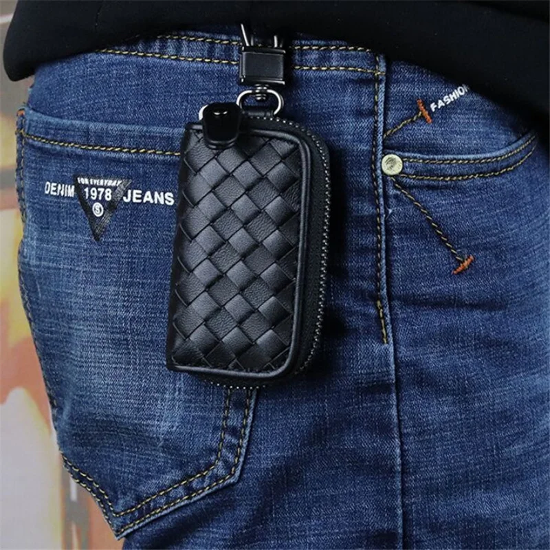 Genuine Leather Hand-woven Men's Car Key Wallet Sheepskin Keychain Romote Holder Fashion Women's Zipper Pouch Waist Case Purse
Genuine Leather Hand-woven Men's Car Key Wallet Sheepskin Keychain Romote Holder Fashion Women's Zipper Pouch Waist Case Purse