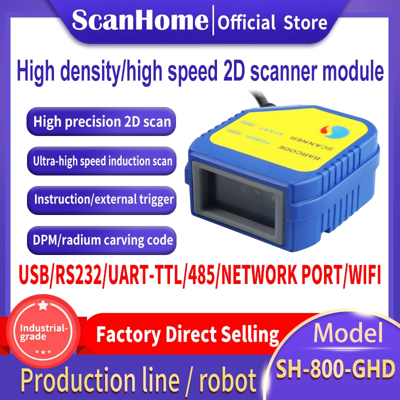 ScanHome Scanner Module 1 million pixels 3mil high density DPM 1D 2D USB RS232 TTL Scanner Module SH-800-GHD
ScanHome Scanner Module 1 million pixels 3mil high density DPM 1D 2D USB RS232 TTL Scanner Module SH-800-GHD