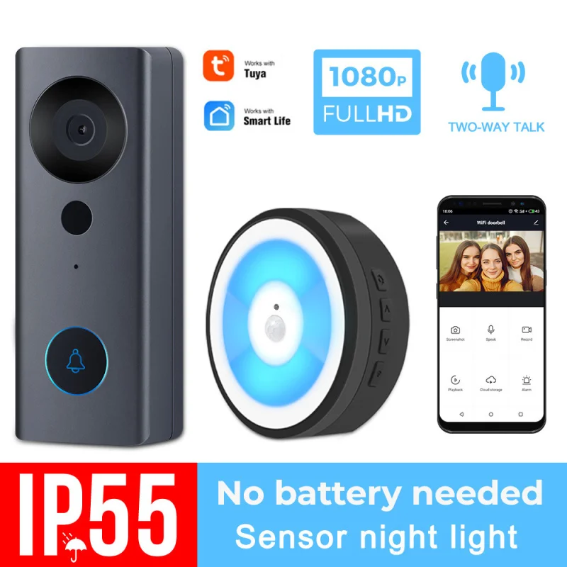 Tua-2021 P wireless buzzer, equipped with new functions of WiFi, intelligent night light, HD visual, mobile PIR, camera, voice
Tua-2021 P wireless buzzer, equipped with new functions of WiFi, intelligent night light, HD visual, mobile PIR, camera, voice