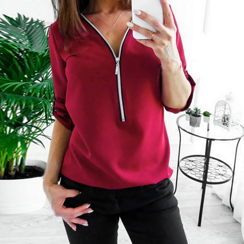 JODIMITTY Zipper Short Sleeve Women Shirts Sexy V Neck Solid Women Top Blouses Casual Tee Shirt Tops Female Clothes Plus Size
JODIMITTY Zipper Short Sleeve Women Shirts Sexy V Neck Solid Women Top Blouses Casual Tee Shirt Tops Female Clothes Plus Size