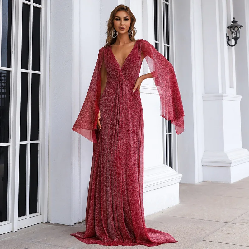 Party Dresses Women Evening ELegant Backless Glitter Flare Sleeve V Neck Long Maxi Dress Casual Wedding Prom Night Club Dress
Party Dresses Women Evening ELegant Backless Glitter Flare Sleeve V Neck Long Maxi Dress Casual Wedding Prom Night Club Dress