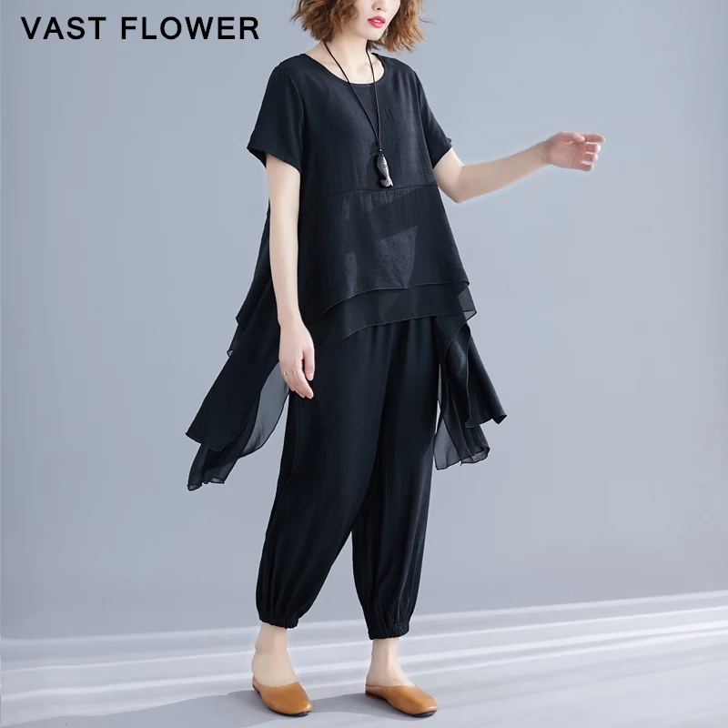 Cotton Vintage Plus Size 2 Two Piece Set Women Sping Summer Casual Loose Short Sleeve Tshirt Women 2021 Clothes Tops Harem Pants
Cotton Vintage Plus Size 2 Two Piece Set Women Sping Summer Casual Loose Short Sleeve Tshirt Women 2021 Clothes Tops Harem Pants