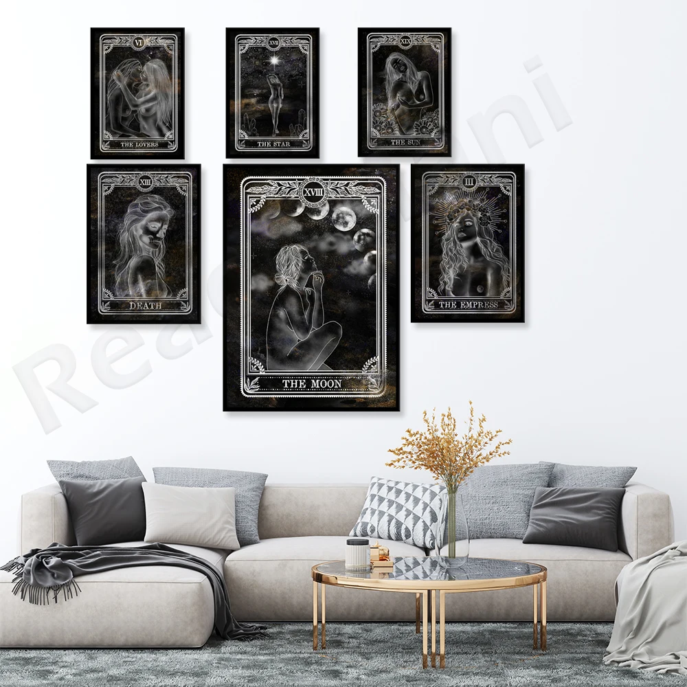 Tarot printing-queen, sun, moon, stars, lovers, death. Decorative home canvas art poster with Medusa print by ELBtattoo
Tarot printing-queen, sun, moon, stars, lovers, death. Decorative home canvas art poster with Medusa print by ELBtattoo