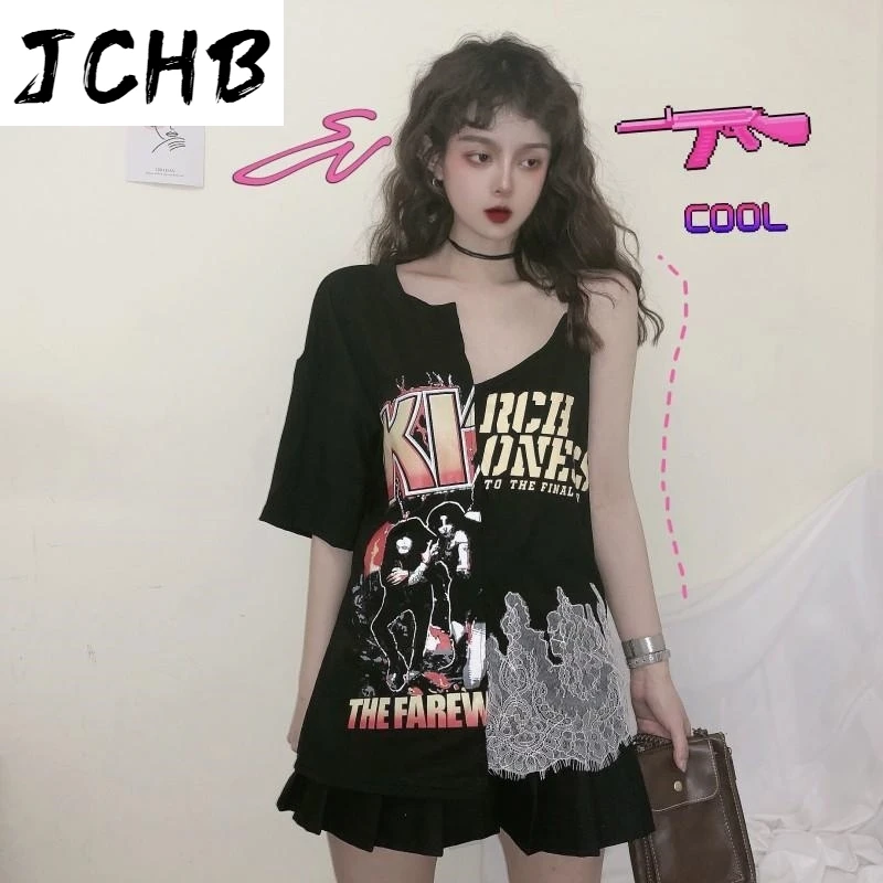 2021 Cool Women's Korean Patchwork T-shirts Harajuku Style Short Sleeve Female Tees Hip Hop Letter Pattern Printing T-shirt Soli
2021 Cool Women's Korean Patchwork T-shirts Harajuku Style Short Sleeve Female Tees Hip Hop Letter Pattern Printing T-shirt Soli