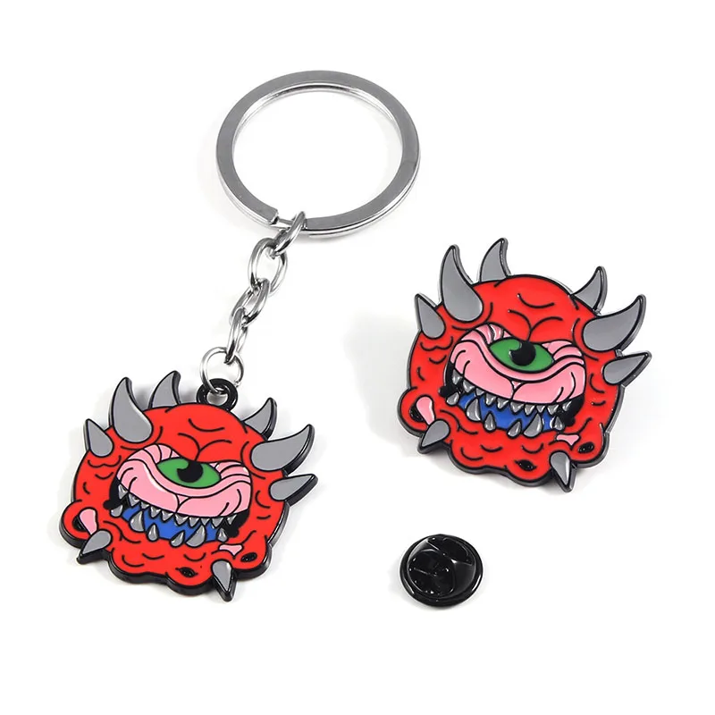 Game DOOM Eternal Enamel Pins Cacodemon Pendant Keychain Lapel Brooch Badge Jewelry Gifts | Украшения и аксессуары