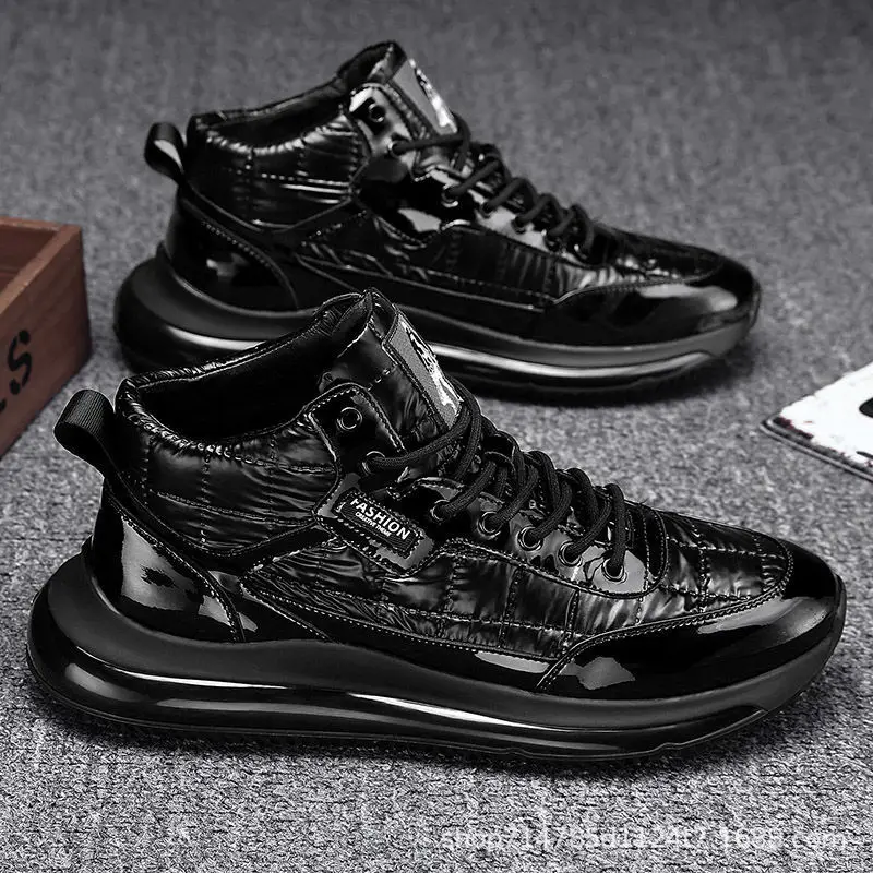 Men's Shoes Autumn New Black Patent Leather High-top Sneakers Men Shoe Winter Plus Velvet Warm Round Toe Sports Casual Shoes
Men's Shoes Autumn New Black Patent Leather High-top Sneakers Men Shoe Winter Plus Velvet Warm Round Toe Sports Casual Shoes