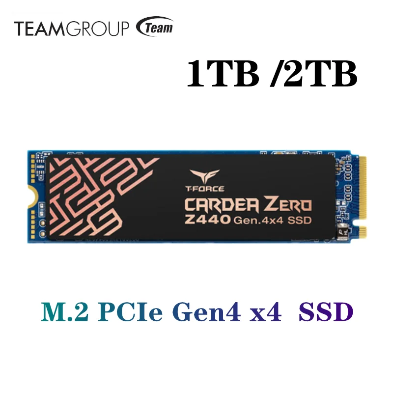 Игровой SSD-накопитель TEAMGROUP T-Force CARDEA Zero Z440 1 ТБ DRAM SLC Cache 3D TLC NAND NVMe PCIe Gen4 M.2 2280 для