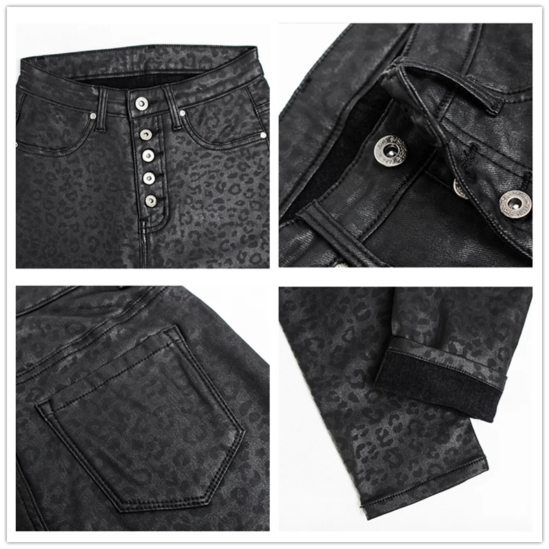 2021 Fashion black PU leather pants for women spring autumn large size denim high waist sexy leopard coating feet pants female
2021 Fashion black PU leather pants for women spring autumn large size denim high waist sexy leopard coating feet pants female