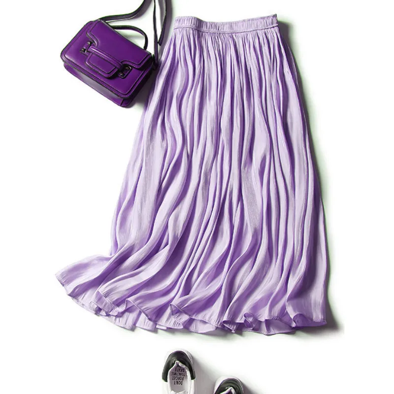 Spring and summer new women's pleated bright surface silky gloss super fire mid length skirt temperament is thin fairy skirt
Spring and summer new women's pleated bright surface silky gloss super fire mid length skirt temperament is thin fairy skirt