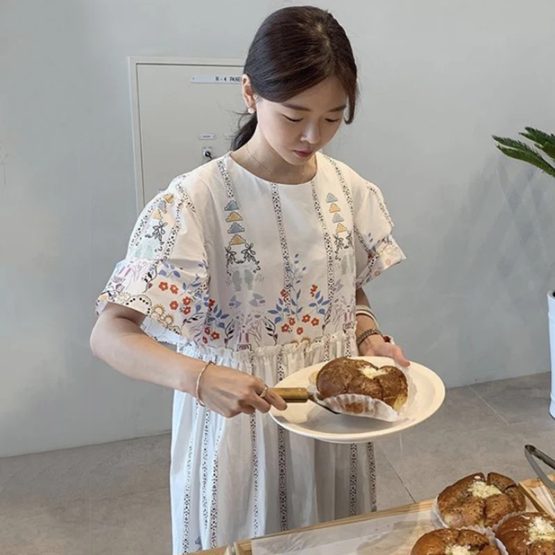 Loose Vintage Flower Printed Korean Summer Dress Women Clothing Waveselvedge Student O-neck Ruffles Elegant Long Dresses Female
Loose Vintage Flower Printed Korean Summer Dress Women Clothing Waveselvedge Student O-neck Ruffles Elegant Long Dresses Female