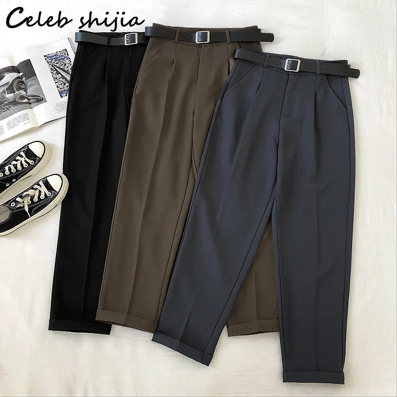 SHIJIA High Waisted Harm Pants Woman with Belt High Gray Brown Chic Trousers Female Korean Bottom Business Streetwear Pant Mom
SHIJIA High Waisted Harm Pants Woman with Belt High Gray Brown Chic Trousers Female Korean Bottom Business Streetwear Pant Mom