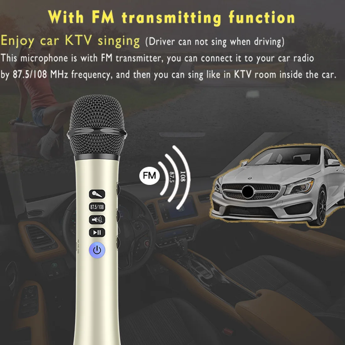 Wireless Bluetooth Karaoke Microphone Portable Handheld Microphone with FM One Button to Eliminate Song Microphone For family
Wireless Bluetooth Karaoke Microphone Portable Handheld Microphone with FM One Button to Eliminate Song Microphone For family