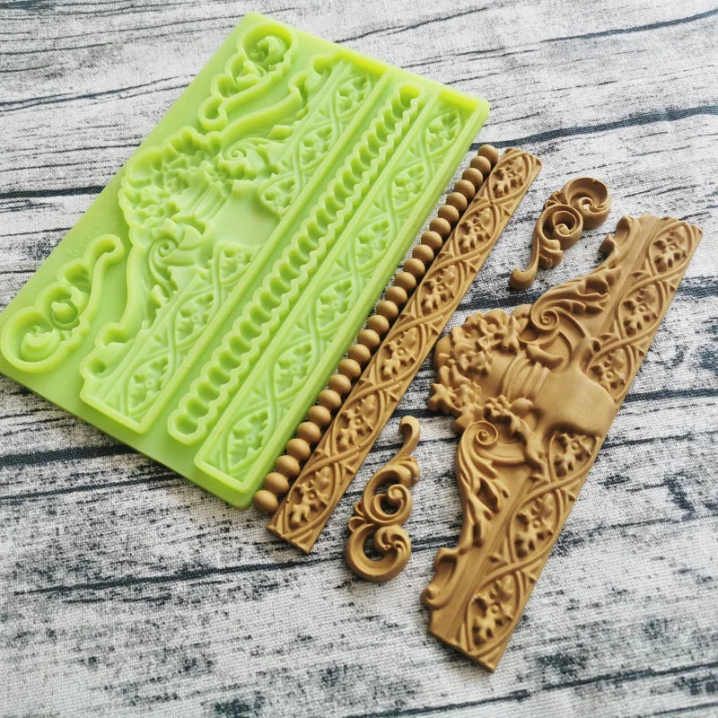 Silicone Fondant Molds Baroque Scroll Relief Border Silicone Mould Flower Curlicues Lace Polymer Clay Mold Cake Decorating Tools
Silicone Fondant Molds Baroque Scroll Relief Border Silicone Mould Flower Curlicues Lace Polymer Clay Mold Cake Decorating Tools