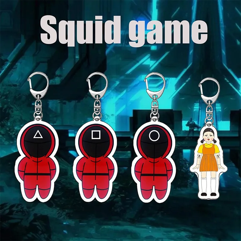 Squid Game Figures Mask Keychain Charms Accessories Round Six Cosplay Keychains for Ladies Women Men Kids Key Chain Toys Gift
Squid Game Figures Mask Keychain Charms Accessories Round Six Cosplay Keychains for Ladies Women Men Kids Key Chain Toys Gift