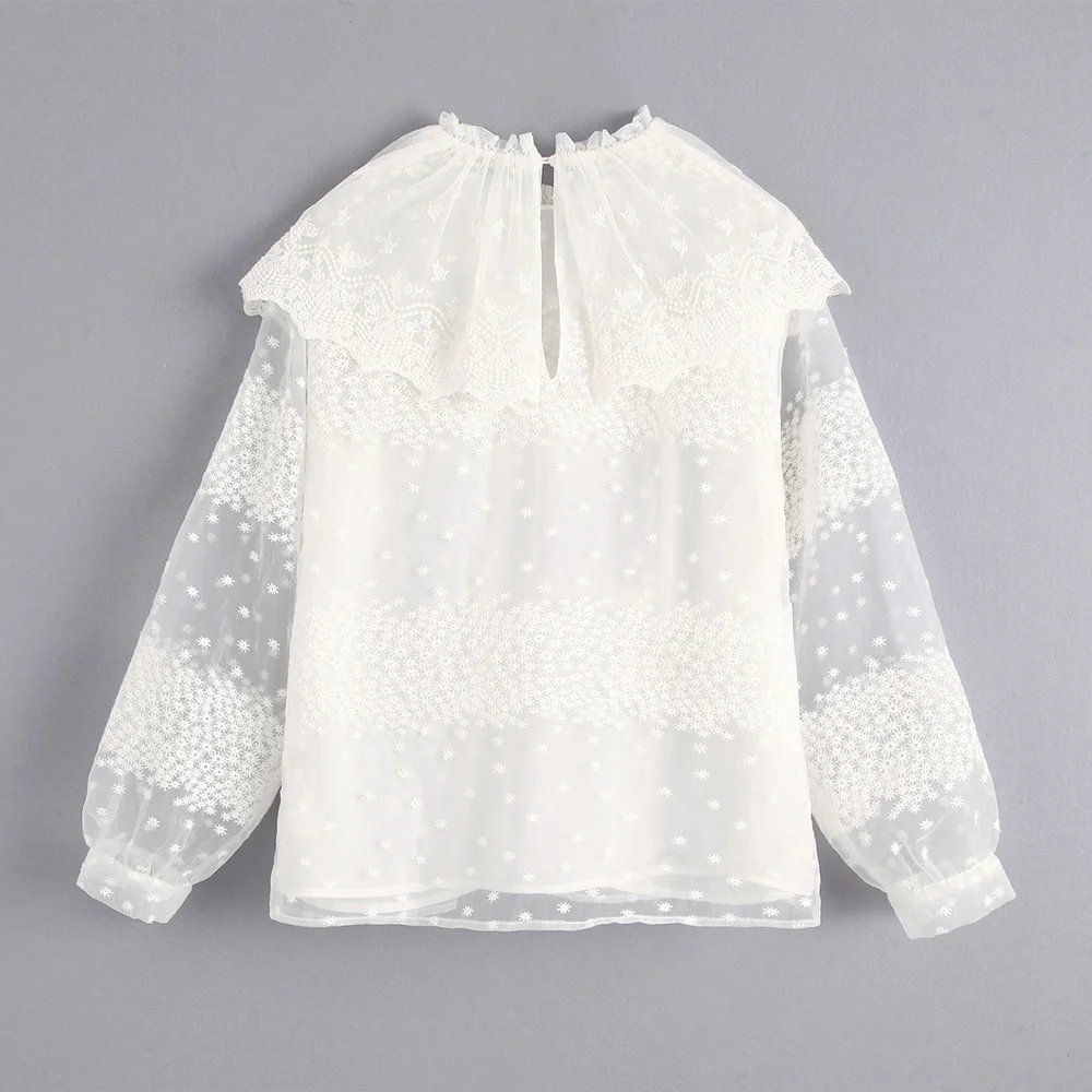2020 Lace Top Women Long Sleeve Casual Loose Blouse Lady Transparent White Shirt Top School Girl White Lace Top 
2020 Lace Top Women Long Sleeve Casual Loose Blouse Lady Transparent White Shirt Top School Girl White Lace Top