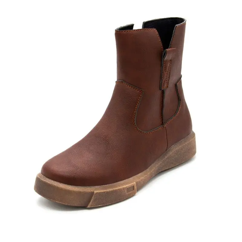 Brown Leather Shoes For Girls 2020 Chelsea Boots Women Autumn Winter Plush Shoes Women's Thick Sole Mid-calf Boots Big Size 42
Brown Leather Shoes For Girls 2020 Chelsea Boots Women Autumn Winter Plush Shoes Women's Thick Sole Mid-calf Boots Big Size 42