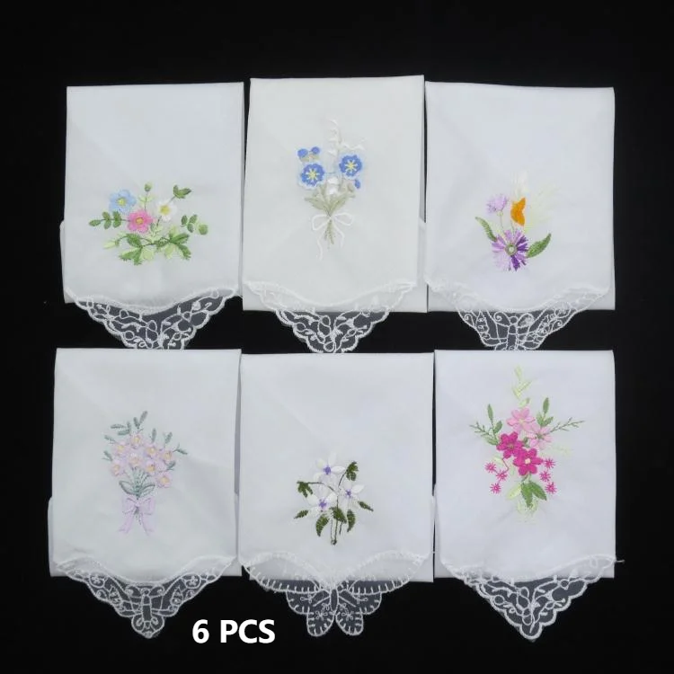 Square cotton lace embroidered handkerchief, ladies handkerchief, wedding gift, face handkerchief, 6 pieces/batch
Square cotton lace embroidered handkerchief, ladies handkerchief, wedding gift, face handkerchief, 6 pieces/batch