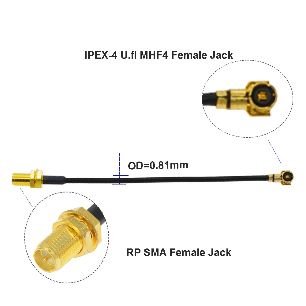 2 шт. кабель IPEX uFL/u.FL/IPX/IPEX-1/ IPEX-4 MHF4 SMA женский WI-FI антенна RF RG1.13/0 81 мм удлинитель