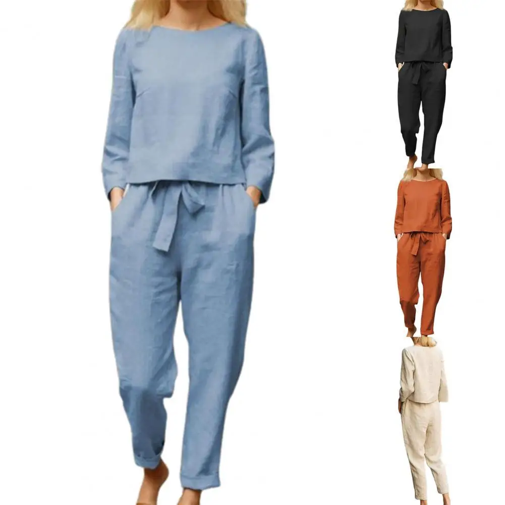 1 Set Women Outfit Solid Color Lace-up Spring Autumn Long Sleeve Round Neck T-shirt Pockets Pants Streetwear
1 Set Women Outfit Solid Color Lace-up Spring Autumn Long Sleeve Round Neck T-shirt Pockets Pants Streetwear