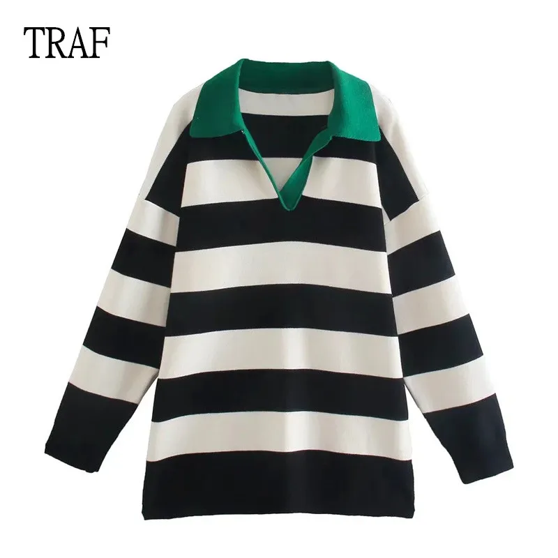TRAF Women Oversized Pullovers Sweater Jumper Woman Autumn Winter V-Neck Korean Casual Loose Stripe knitted Sweater Chic Tops
TRAF Women Oversized Pullovers Sweater Jumper Woman Autumn Winter V-Neck Korean Casual Loose Stripe knitted Sweater Chic Tops