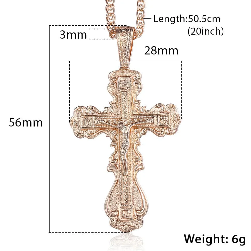Big Cross Pendant Necklace for Mens Women 585 Rose Gold Filled Jesus Crucifix Snake Link Chains Male Jewelry Gift GP172A
Big Cross Pendant Necklace for Mens Women 585 Rose Gold Filled Jesus Crucifix Snake Link Chains Male Jewelry Gift GP172A