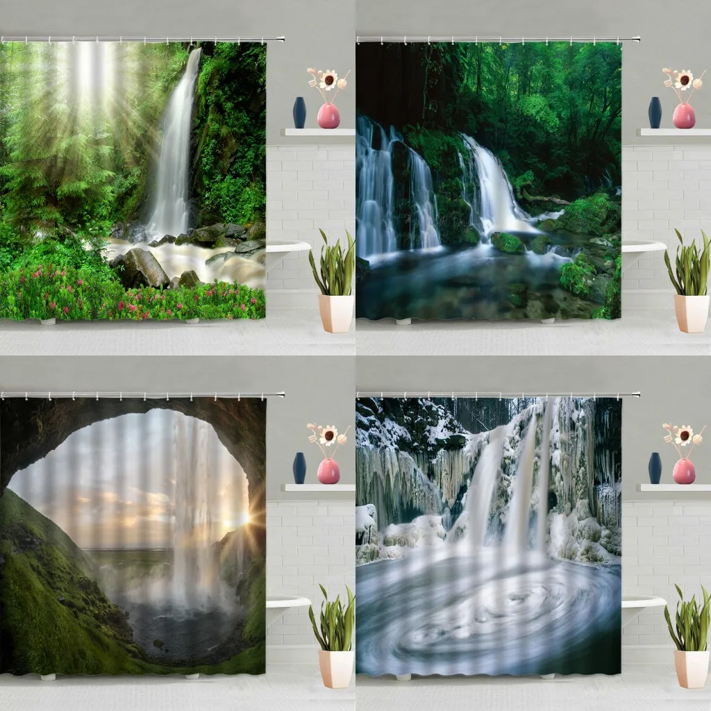 Autumn Natural Scenery Shower Curtain Waterfall Green Forest Trees Plants Flowers Bathroom Decoration Screen Washable With Hooks
Autumn Natural Scenery Shower Curtain Waterfall Green Forest Trees Plants Flowers Bathroom Decoration Screen Washable With Hooks