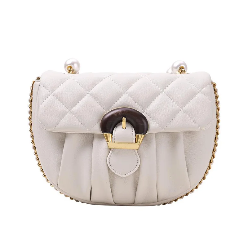 Product 2021 French Rhombus Small Fragrant Wind Wrinkle Handbags Pearl Chain Hit Color One-shoulder Diagonal Saddle Bag
Product 2021 French Rhombus Small Fragrant Wind Wrinkle Handbags Pearl Chain Hit Color One-shoulder Diagonal Saddle Bag