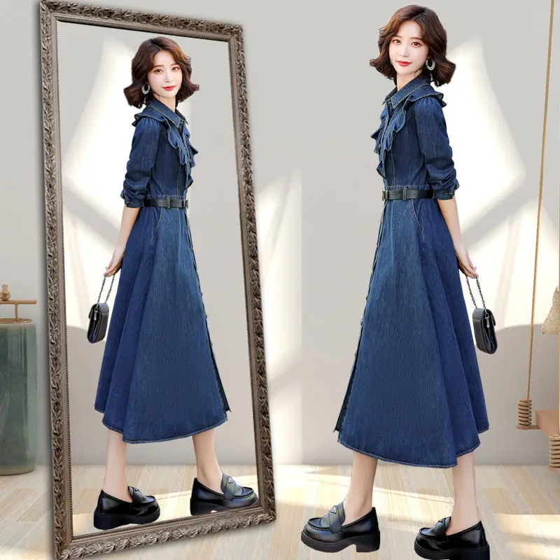 Women Autumn Casual Elegant Dress Female Elegant Long Sleeve Loose Denim Dresses Ladies Blue Denim Long Vestidos Plus Size A54
Women Autumn Casual Elegant Dress Female Elegant Long Sleeve Loose Denim Dresses Ladies Blue Denim Long Vestidos Plus Size A54