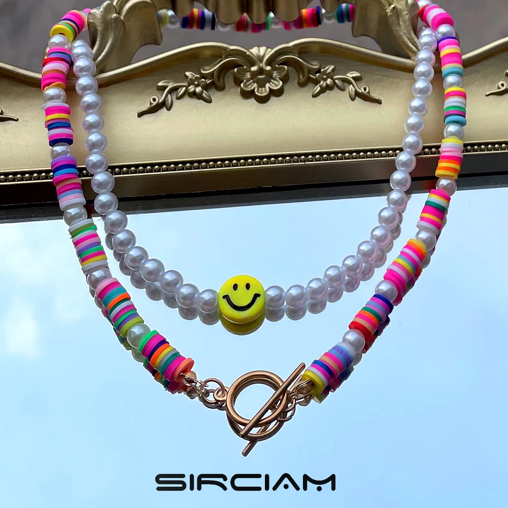 2021 New Trend Smiley Pearl Rainbow Clay Beaded Necklace For Women Baroque Pearl Choker OT Buckle Necklace Y2K Vacation Jewelry
2021 New Trend Smiley Pearl Rainbow Clay Beaded Necklace For Women Baroque Pearl Choker OT Buckle Necklace Y2K Vacation Jewelry