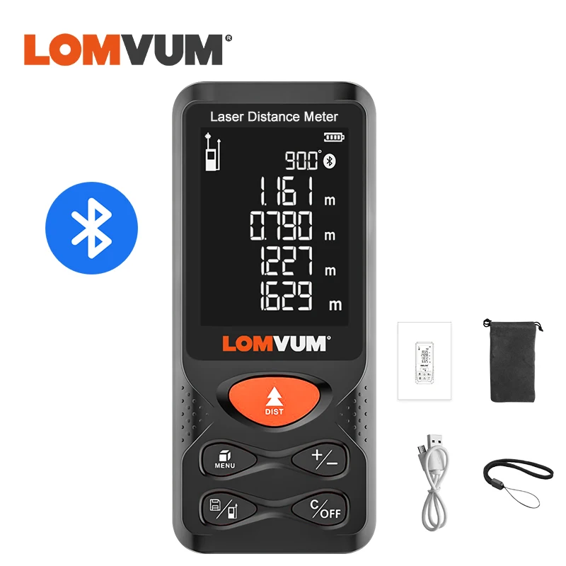 

LOMVUM Laser Distance Meter Bluethooth 50M 120M Tilt Level Measure Tape Laser Ruler Digital Rangefinders Electronic Bubbles