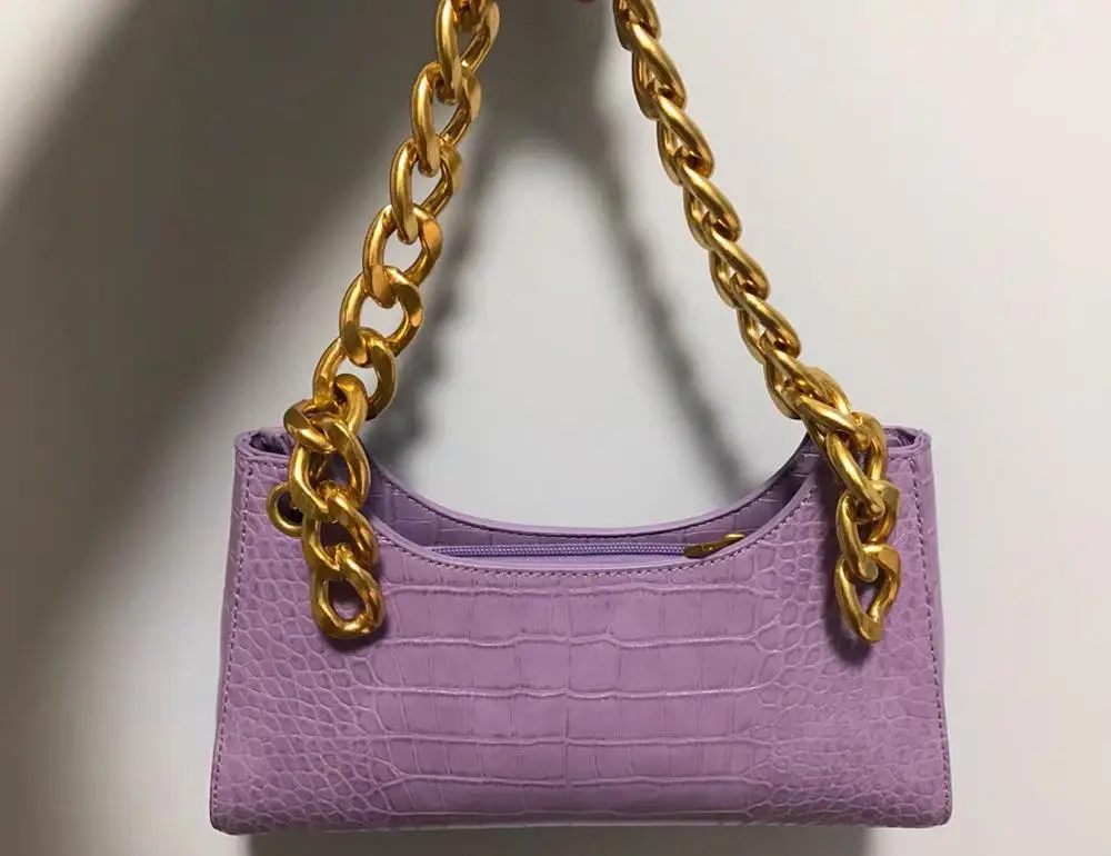 2020 Spring New Designer Retro Chain Bag Daily Personality Crocodile Pattern Underarm Handbag Stylish Baguette Bag Women Handbag
2020 Spring New Designer Retro Chain Bag Daily Personality Crocodile Pattern Underarm Handbag Stylish Baguette Bag Women Handbag