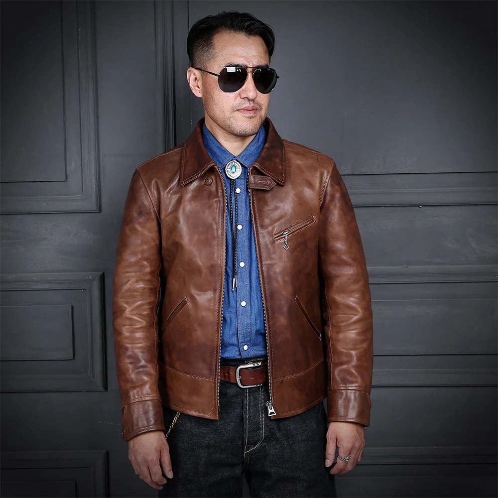 2021 Vintage Brown Japan Casual Style Genuine Leather Jacket Men Large Size 3XL Real Natural Horsehide Spring Slim Short Coat
2021 Vintage Brown Japan Casual Style Genuine Leather Jacket Men Large Size 3XL Real Natural Horsehide Spring Slim Short Coat