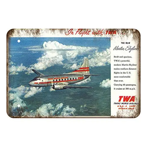 

nobrand Airplane Metal Tin Signs Wall Decor Retro Vintage Aircraft Sign House Cafe Snack Shop Bar Pub 8x12 Inch Wall Decor Sign
