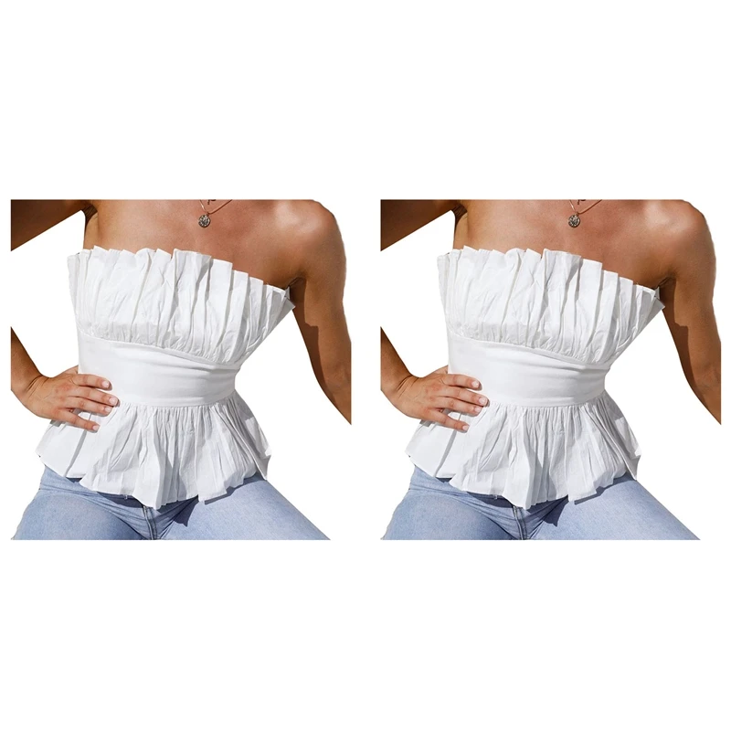 2 Pcs One-Line Neck Folds Sexy Backless Slim Bottoming Tube Top Vest White, M & L
2 Pcs One-Line Neck Folds Sexy Backless Slim Bottoming Tube Top Vest White, M & L
