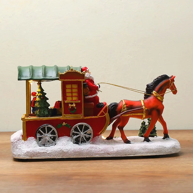 New Christmas Ornaments Horse-drawn Cart Santa Claus Spin Tree Home Decor Luminous Music Snow House Resin Crafts Christmas Gifts 
New Christmas Ornaments Horse-drawn Cart Santa Claus Spin Tree Home Decor Luminous Music Snow House Resin Crafts Christmas Gifts