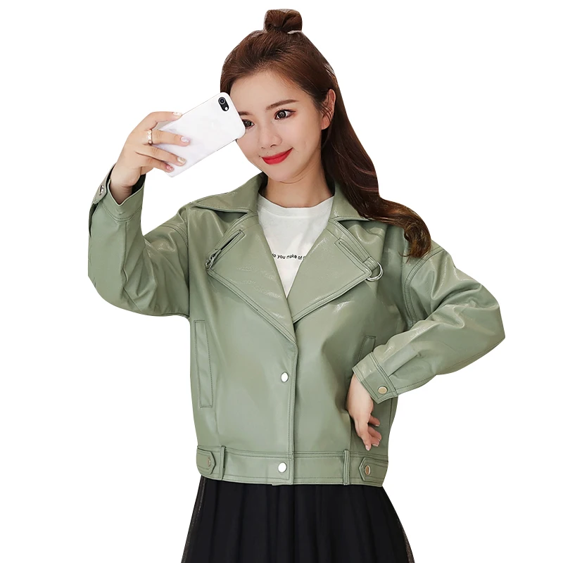 Autumn Faux Soft Leather Pu Jacket Women Loose Punk Coat Female Turndown Collar Moto Biker Rivet Zipper Street Overcoat
Autumn Faux Soft Leather Pu Jacket Women Loose Punk Coat Female Turndown Collar Moto Biker Rivet Zipper Street Overcoat