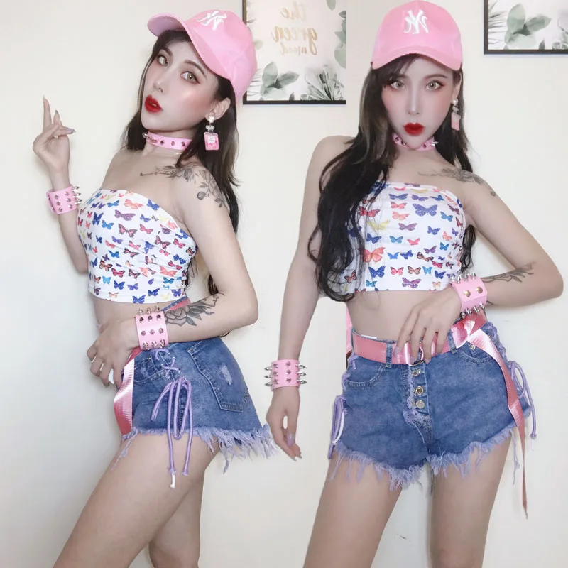 Bar DJ DS Costumes Nightclub Female Singer Jazz Dance Clothes Party Outfits Sexy Butterfly Tube Top Denim Shorts Suit DWY3631
Bar DJ DS Costumes Nightclub Female Singer Jazz Dance Clothes Party Outfits Sexy Butterfly Tube Top Denim Shorts Suit DWY3631