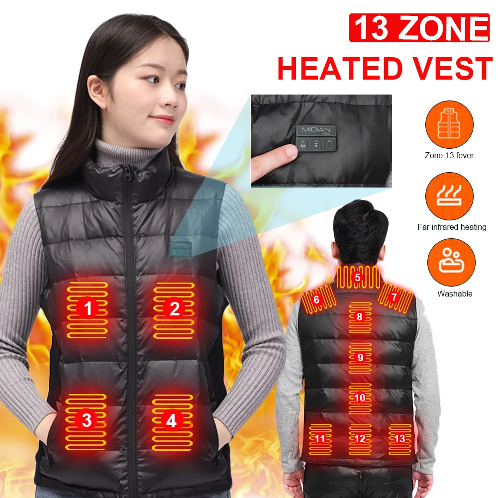 13 Areas Heated Jacket USB Winter Outdoor Electric Heating Jackets Warm Men's Women's Sports Thermal Coat Clothing Heatable Vest
13 Areas Heated Jacket USB Winter Outdoor Electric Heating Jackets Warm Men's Women's Sports Thermal Coat Clothing Heatable Vest