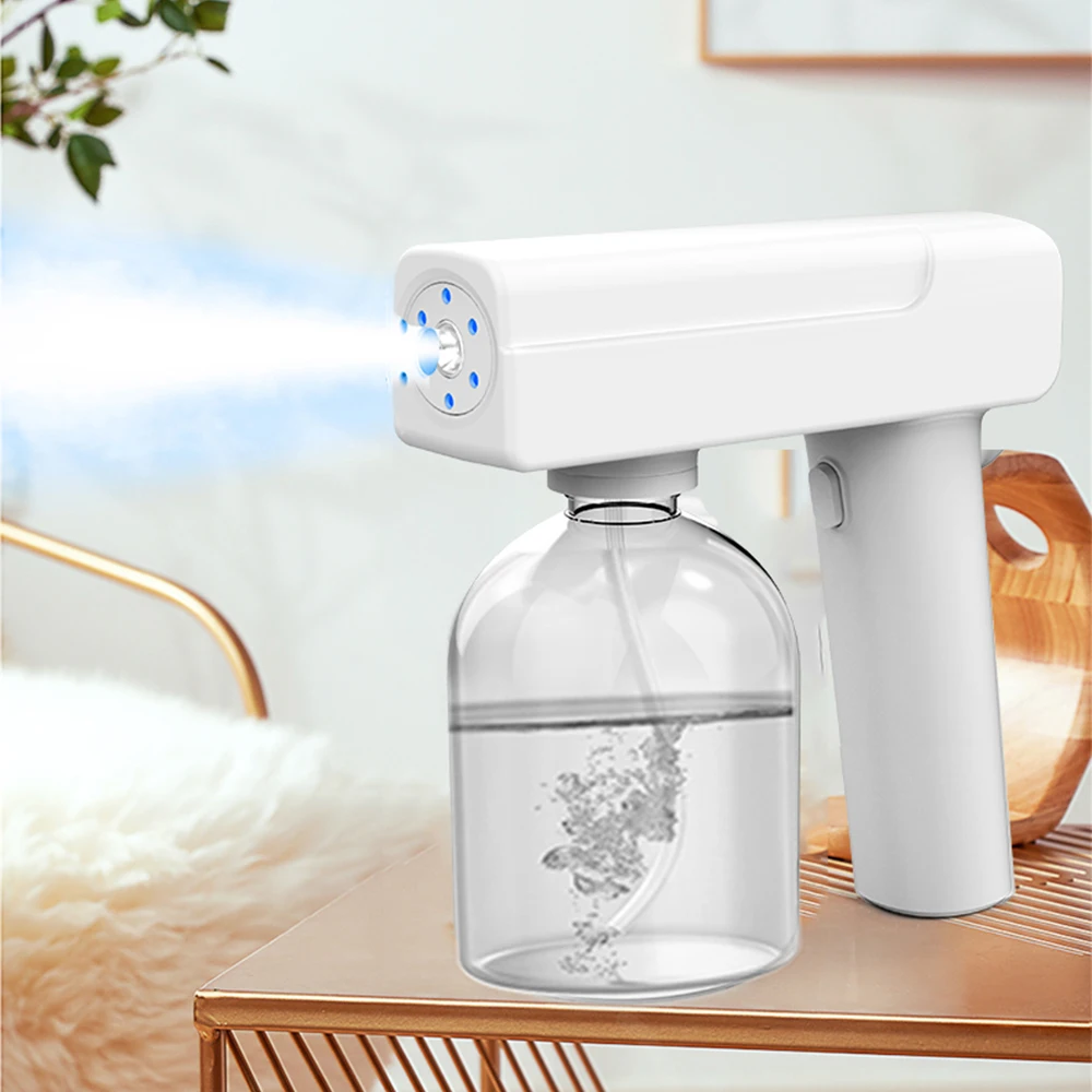 500ML Electric Sterilizer Sprayer Blue Light Wireless Nano Steam Atomizer Fogger Disinfection Water Sprayer Machine Steam Guns 
500ML Electric Sterilizer Sprayer Blue Light Wireless Nano Steam Atomizer Fogger Disinfection Water Sprayer Machine Steam Guns