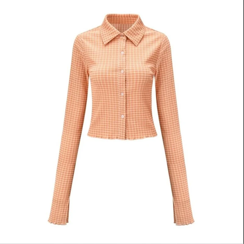 2021 Spring and Autumn Retro Lapel Long Sleeve Plaid Flared Sleeve Shirt Cardigan Women Short Slim Shirt
2021 Spring and Autumn Retro Lapel Long Sleeve Plaid Flared Sleeve Shirt Cardigan Women Short Slim Shirt