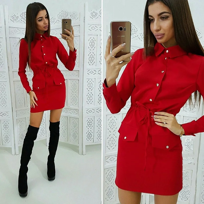 Spring Mini Bodycon Solid Woman Cloth European And American Female Solid Color Long-Sleeved Casual Dress
Spring Mini Bodycon Solid Woman Cloth European And American Female Solid Color Long-Sleeved Casual Dress