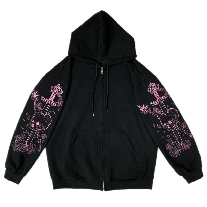 Q1FA Women Oversized Zip Up Sweatshirt Casual Drawstring Hooded Jacket Hoody Pullover Skull Image Cotton Vintage Cardigan
Q1FA Women Oversized Zip Up Sweatshirt Casual Drawstring Hooded Jacket Hoody Pullover Skull Image Cotton Vintage Cardigan
