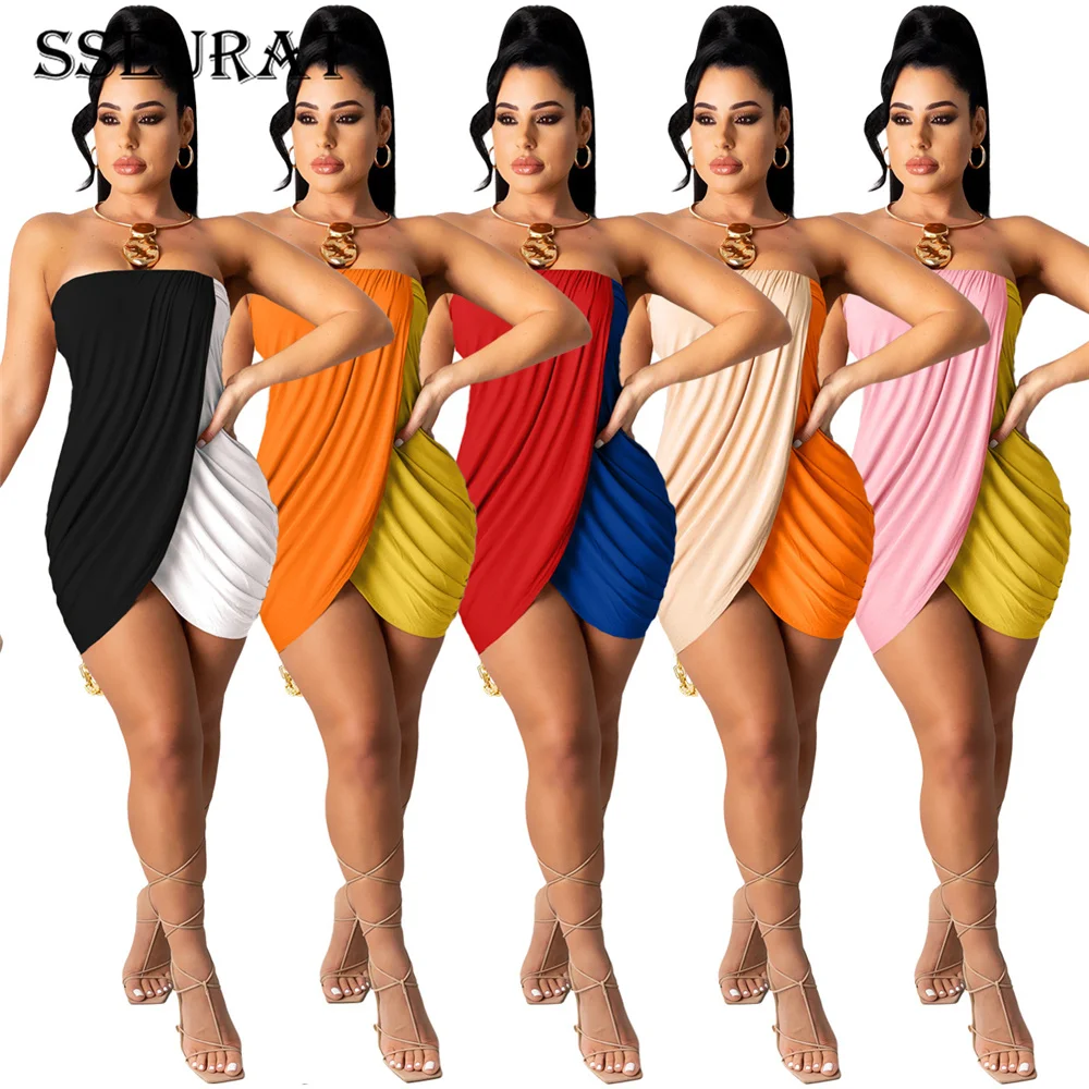 SSEURAT New Summer Women Strapless Ruched Irregular Mini Dress Sexy Club Party Night Bodyon Midi Dresses
SSEURAT New Summer Women Strapless Ruched Irregular Mini Dress Sexy Club Party Night Bodyon Midi Dresses
