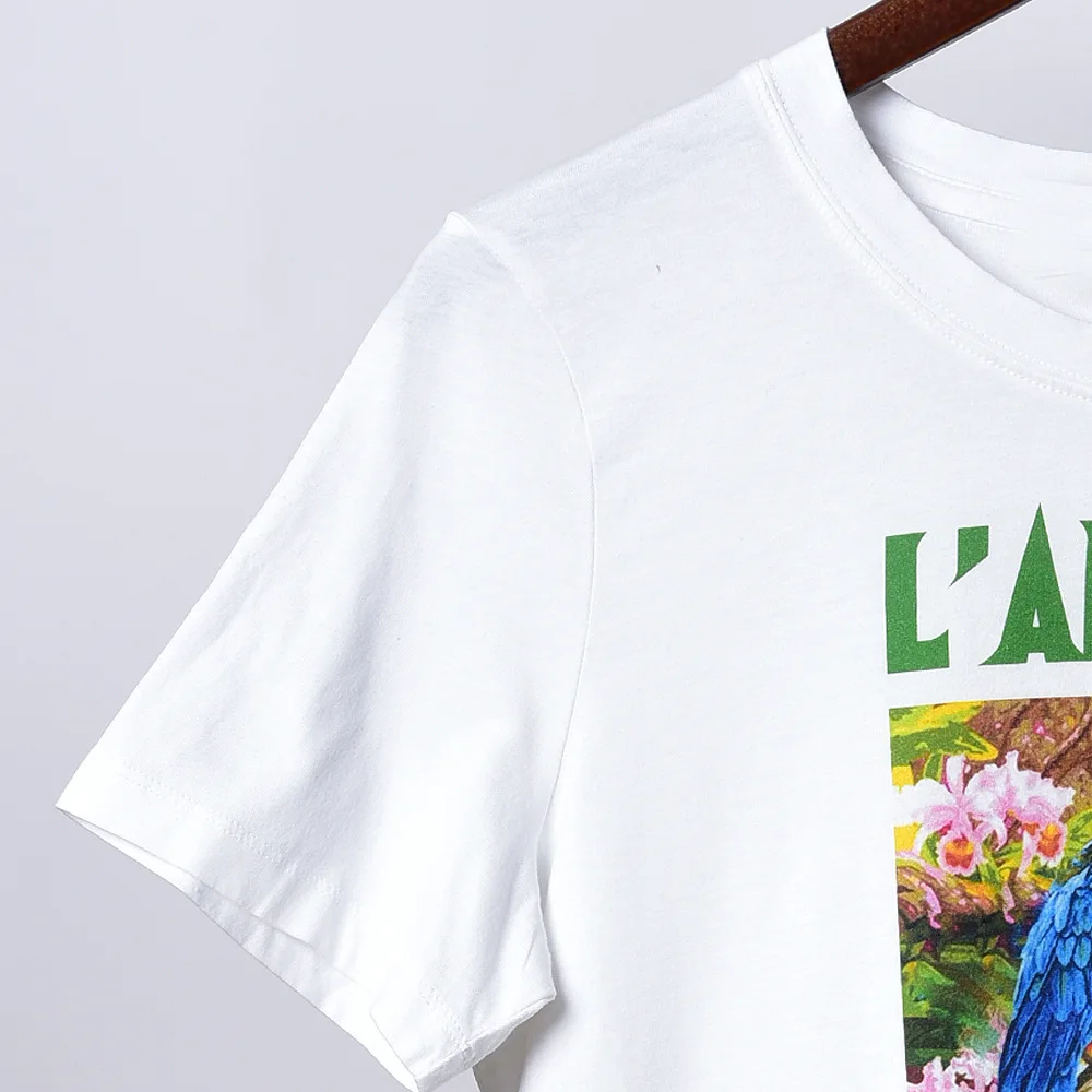 Women Parrot Letter Printed Tshirts Cotton 2021 Summer O-neck Loose Short-sleeve Female Tops
Women Parrot Letter Printed Tshirts Cotton 2021 Summer O-neck Loose Short-sleeve Female Tops