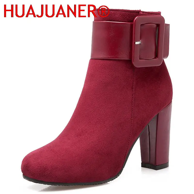 HUAJUANER Autumn Ankle Boots Women Buckle Chunky High Heels Short Boots Zipper Square Toe Shoes Lady Winter Green Plus Size 43
HUAJUANER Autumn Ankle Boots Women Buckle Chunky High Heels Short Boots Zipper Square Toe Shoes Lady Winter Green Plus Size 43