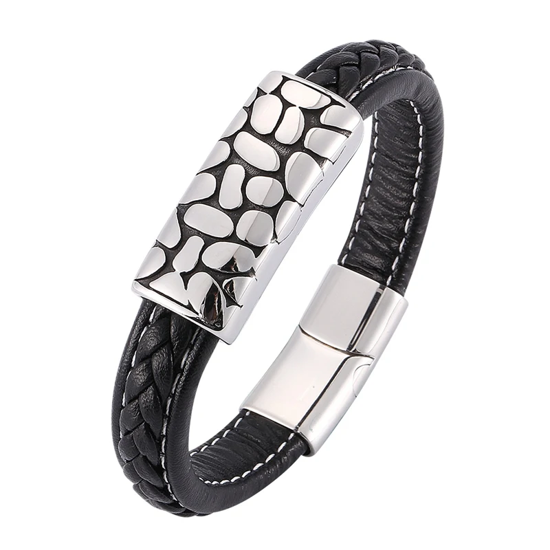 Punk Jewelry Personality Stainless Steel Accessories Men Leather Bracelets Magnetic Buckle Wrist Band Gifts SP0191
Punk Jewelry Personality Stainless Steel Accessories Men Leather Bracelets Magnetic Buckle Wrist Band Gifts SP0191
