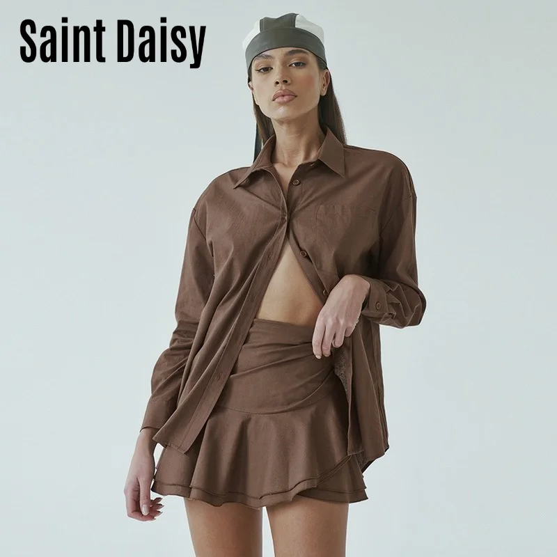 SaintDaisy, коричневая юбка, платье, рубашка, комплект из двух предметов, нормкор/минималистичный, со складками, на пуговицах, однобортный коротк...
SaintDaisy, коричневая юбка, платье, рубашка, комплект из двух предметов, нормкор/минималистичный, со складками, на пуговицах, однобортный коротк...