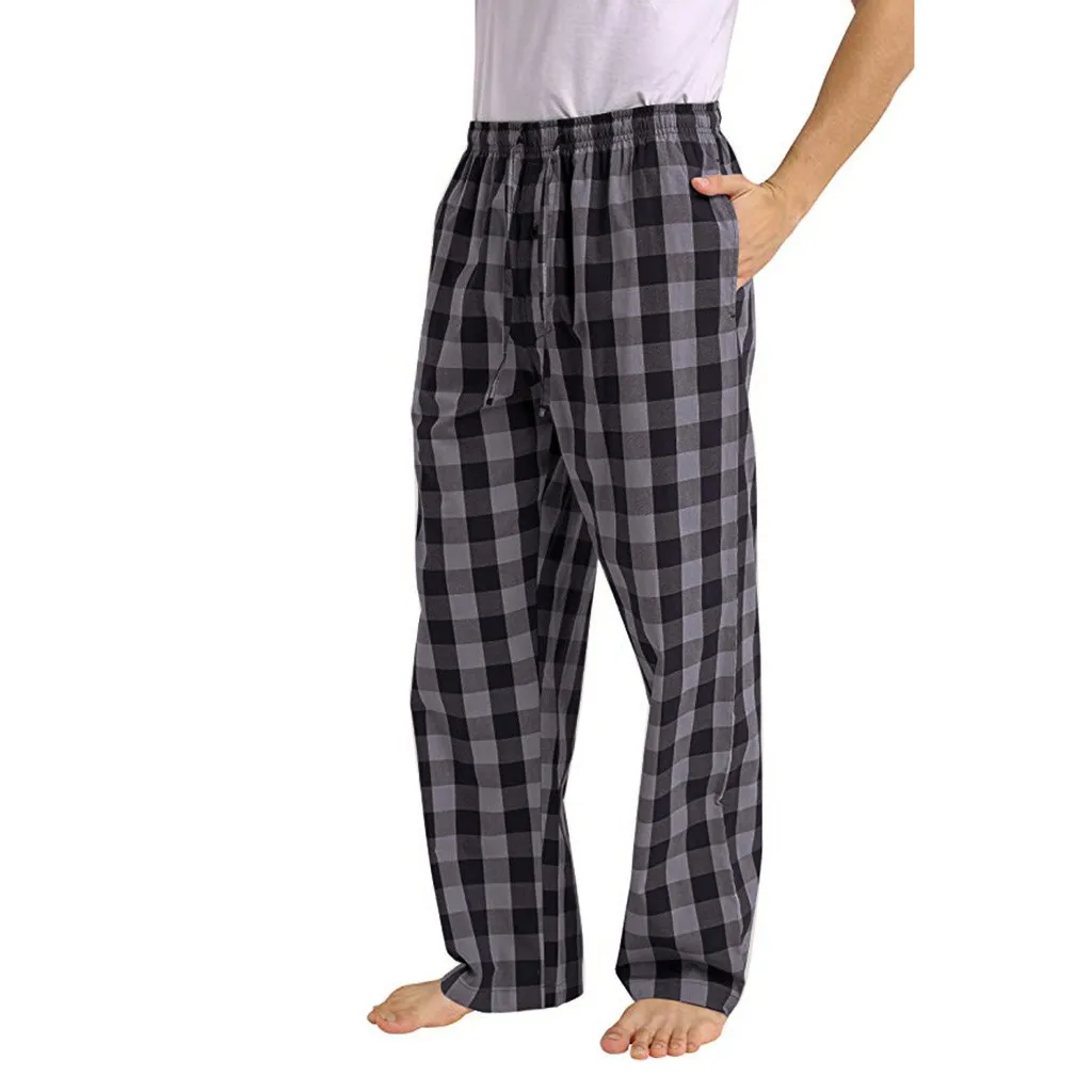 Новые высококачественные мужские повседневные пижамы удобные в клетку с принтом