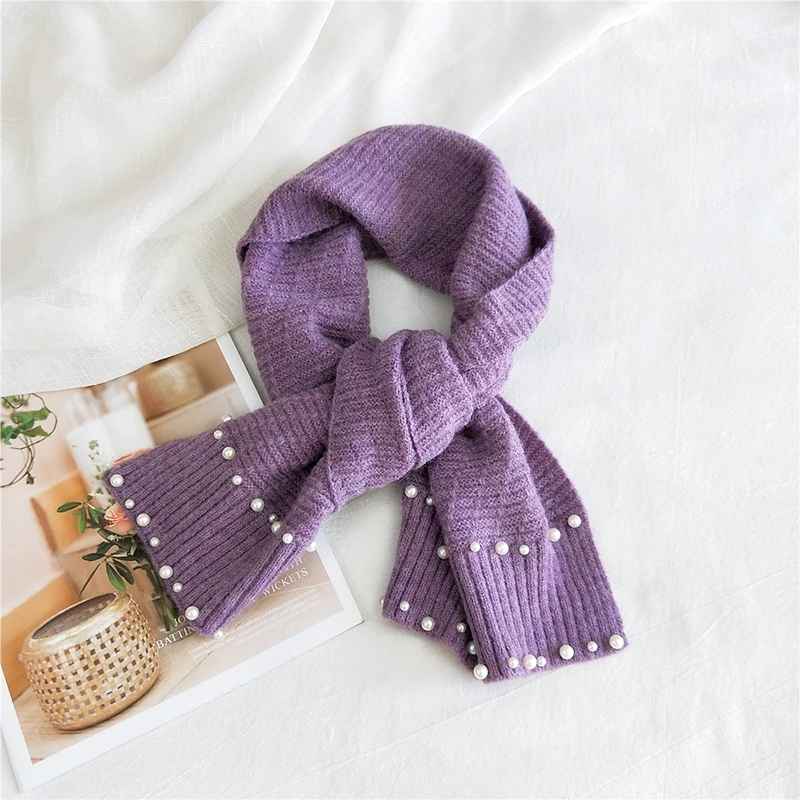 Double-Row Pearls Knitted Scarf Female Shawls Solid Color Winter Thick Long Scarves Soft Warm Fashion Student Neck Warmer
Double-Row Pearls Knitted Scarf Female Shawls Solid Color Winter Thick Long Scarves Soft Warm Fashion Student Neck Warmer