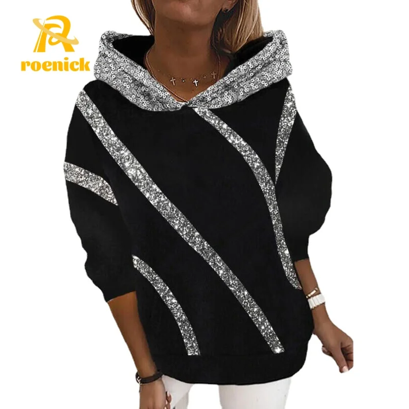 ROENICK Women Autumn Fashion Sequin Hoodies Sweatshirt Spring Casual Long Sleeve Tops Pullover Harajuku Patchwork Y2K Clothes
ROENICK Women Autumn Fashion Sequin Hoodies Sweatshirt Spring Casual Long Sleeve Tops Pullover Harajuku Patchwork Y2K Clothes